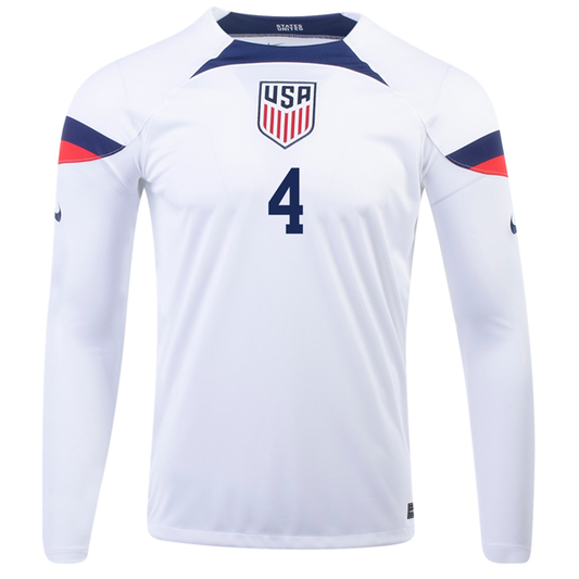 Nike United States Tyler Adams Home Long Sleeve Jersey 22/23 (White/Loyal Blue)