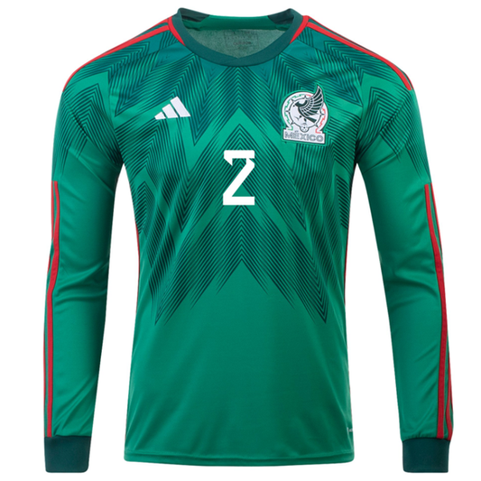 adidas Mexico Nestor Araujo Home Long Sleeve Jersey 22/23 (Vivid Green)