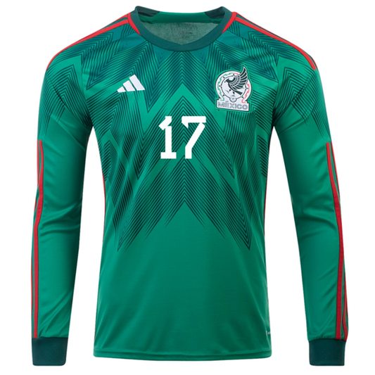adidas Mexico Jesus Corona Home Long Sleeve Jersey 22/23 (Vivid Green)