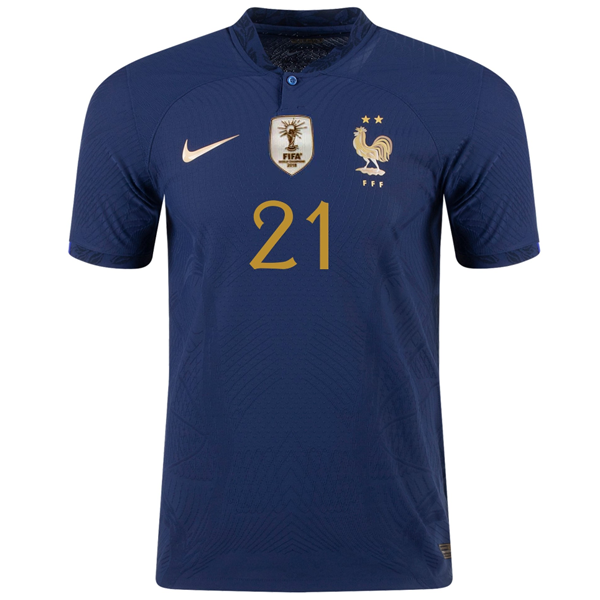 Nike France Authentic Match Lucas Hernandez Home Jersey w/ World Cup Champion Patch 22/23 (Midnight Navy/Metallic Gold)