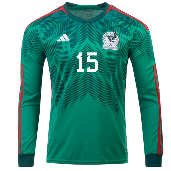 adidas Mexico Hector Moreno Home Long Sleeve Jersey 22/23 (Vivid Green)
