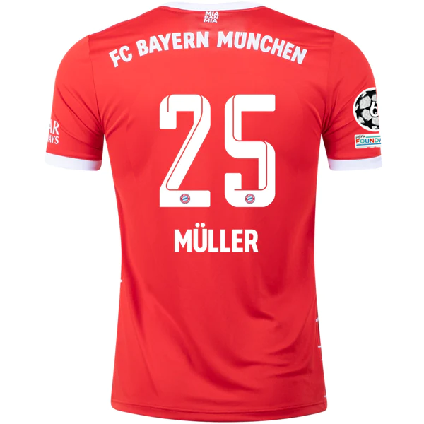 adidas Bayern Munich Thomas Muller Home Jersey w Champions League Pat footballjersey.shop