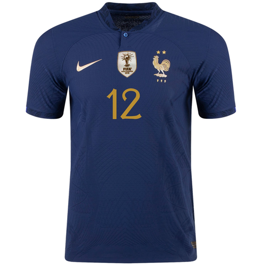 Nike France Authentic Match Christopher Nkunku Home Jersey w/ World Cup Champion Patch 22/23 (Midnight Navy/Metallic Gold)