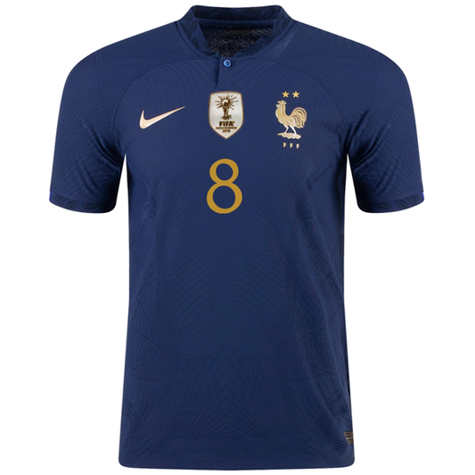 Nike France Authentic Match Tchouameni Home Jersey w/ World Cup Champion Patch 22/23 (Midnight Navy/Metallic Gold)