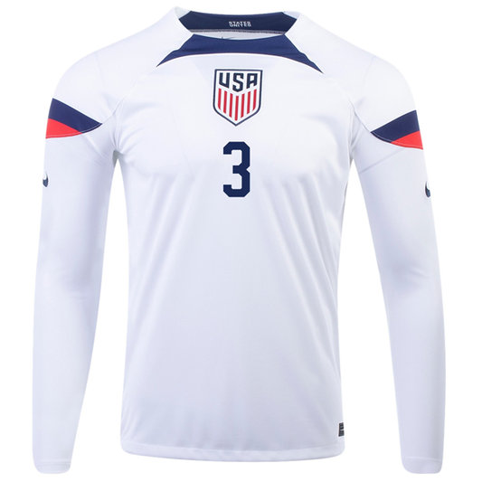 Nike United States Walker Zimmerman Home Long Sleeve Jersey 22/23 (White/Loyal Blue)