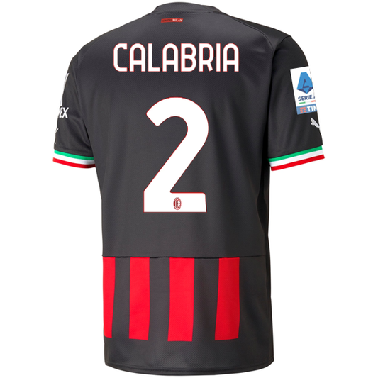 Puma AC Milan Calabria Home Jersey w/ Scudetto + Serie A Patch 22/23 (Puma Black/Tango Red)