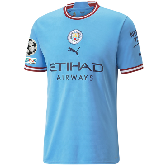 Puma Manchester City Kevin De Bruyne Home Jersey w/ Champions League Patches 22/23 (Team Light Blue)