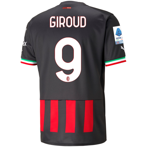 Puma AC Milan Oliver Giroud Home Jersey w/ Scudetto + Serie A Patch 22/23 (Puma Black/Tango Red)