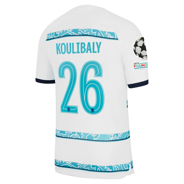 Nike Chelsea Koulibaly Away Jersey w/ Champions League + Club World Cup Patches 22/23 (White/College Navy)