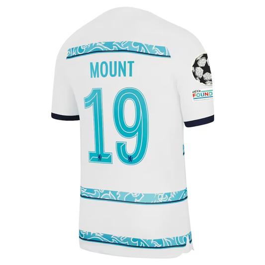 Products Nike Chelsea Mason Mount Away Jersey w/ Champions League + Club World Cup Patches 22/23 (White/College Navy)