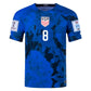 Nike United States Weston Mckennie Authentic Match Away Jersey 22/23 w/ World Cup 2022 Patches (Bright Blue/White)