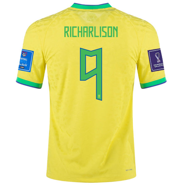 Nike Brazil Authentic Richarlison Match Home Jersey 22/23 w/ World Cup 2022 Patches (Dynamic Yellow/Paramount Blue)