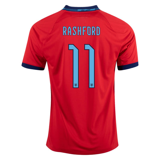 Nike England Marcus Rashford Away Jersey 22/23 (Challenge Red/Blue Void)