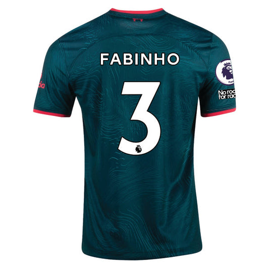 Nike Liverpool Fabinho Third Jersey 22/23 w/ EPL and NRFR Patches (Dark Atomic Teal/Siren Red)