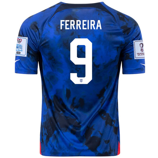 Nike United States Jesus Ferreira Away Jersey 22/23 w/ World Cup 2022 Patches (Bright Blue/White)