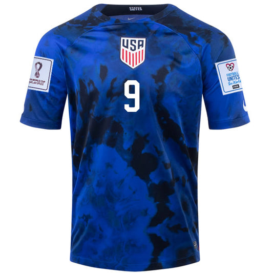 Nike United States Jesus Ferreira Away Jersey 22/23 w/ World Cup 2022 Patches (Bright Blue/White)