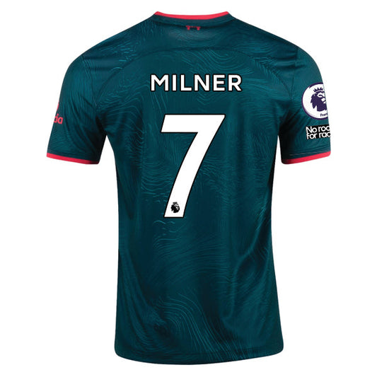 Nike Liverpool Milner Third Jersey 22/23 w/ EPL and NRFR Patches (Dark Atomic Teal/Siren Red)