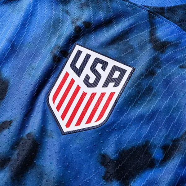 Nike United States Timothy Weah Authentic Match Away Jersey 22/23 w/ World Cup 2022 Patches (Bright Blue/White)