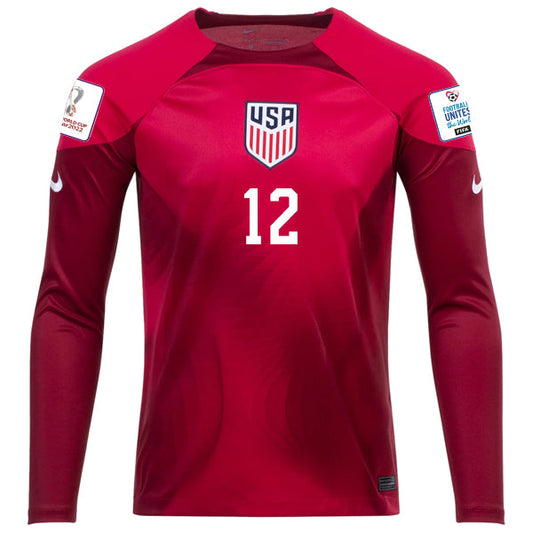 Nike Ethan Horvath United States Goalkeeper Long Sleeve Jersey w/ World Cup 2022 Patches (Mystic Hibiscus/Team Red)