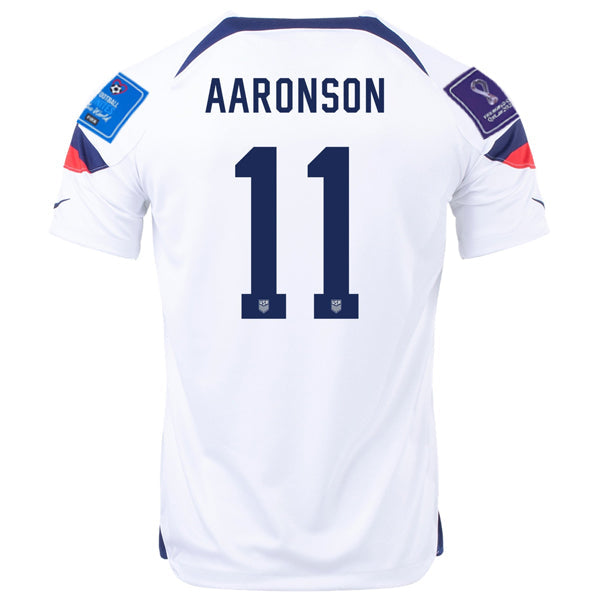 Nike United States Brenden Aaronson Home Jersey 22/23 w/ World Cup 2022 Patches (White/Loyal Blue)