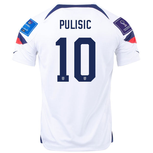 Nike United States Christian Pulisic Home Jersey 22/23 w/ World Cup 2022 Patches (White/Loyal Blue)
