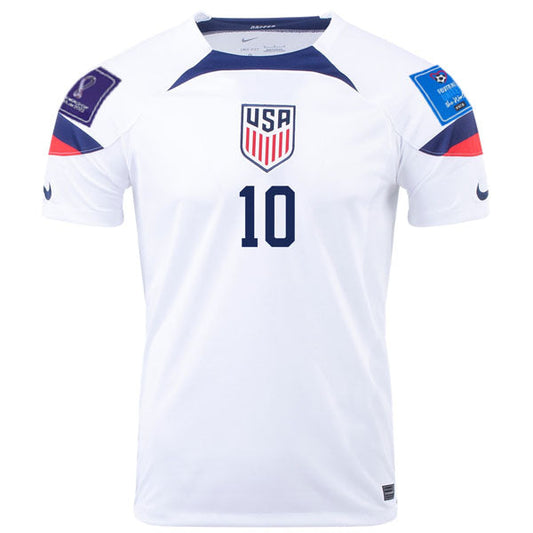 Nike United States Christian Pulisic Home Jersey 22/23 w/ World Cup 2022 Patches (White/Loyal Blue)