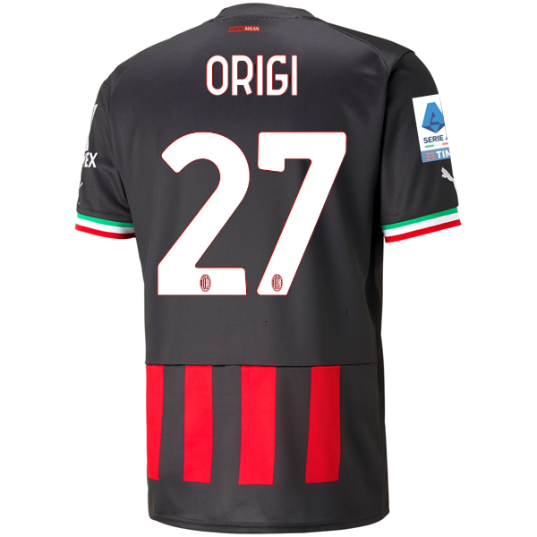 Puma AC Milan Divock Origi Home Jersey w/ Scudetto + Serie A Patch 22/23 (Puma Black/Tango Red)