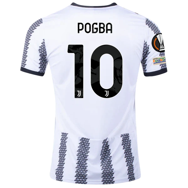 adidas Juventus Paul Pogba Home Jersey w/ Europa League Patches 22/23 (White/Black)