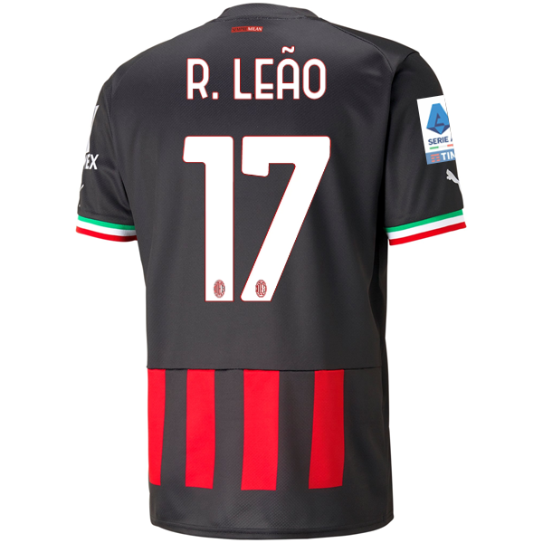 Puma AC Milan Rafael Leao Home Jersey w/ Scudetto + Serie A Patch 22/23 (Puma Black/Tango Red)