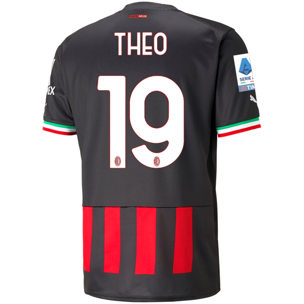 Puma AC Milan Theo Hernandez Home Jersey w/ Scudetto + Serie A Patch 22/23 (Puma Black/Tango Red)