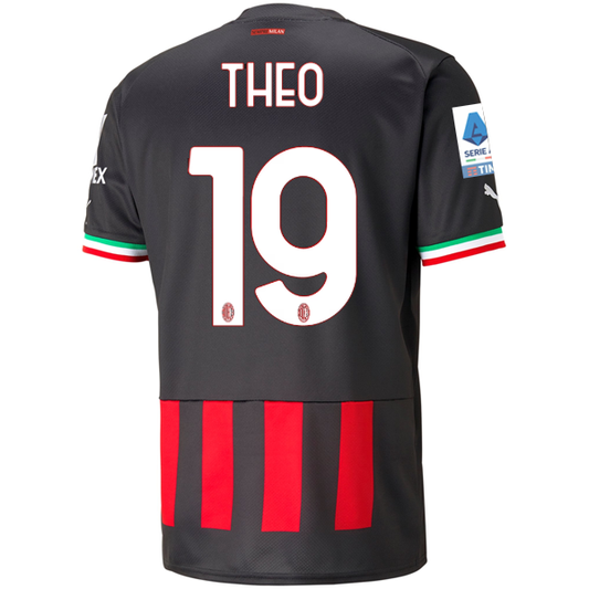 Puma AC Milan Theo Hernandez Home Jersey w/ Scudetto + Serie A Patch 22/23 (Puma Black/Tango Red)