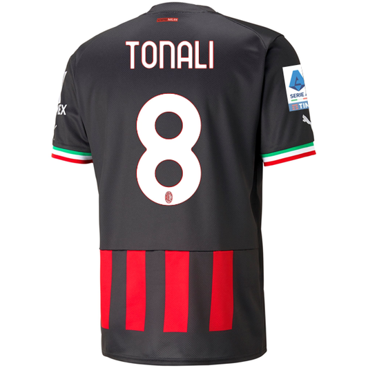Puma AC Milan Tonali Home Jersey w/ Scudetto + Serie A Patch 22/23 (Puma Black/Tango Red)