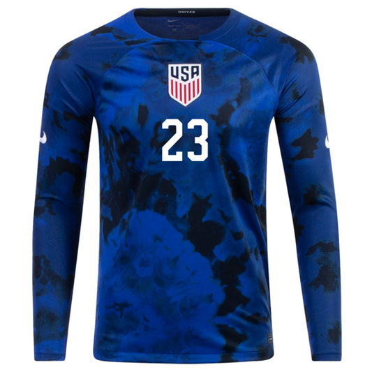 Nike United States Kellyn Acosta Long Sleeve Away Jersey 22/23 (Bright Blue/White)