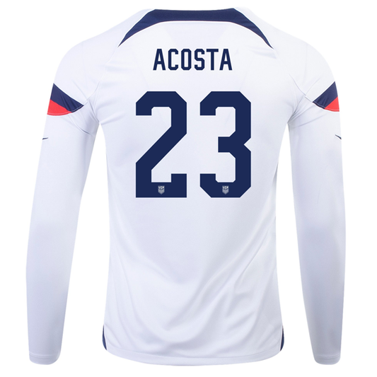 Nike United States Kellyn Acosta Home Long Sleeve Jersey 22/23 (White/Loyal Blue)