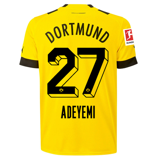 Puma BVB Dortmund Adeyemi Home Jersey w/ Bundesliga Patch 22/23 (Cyber Yellow/Black)