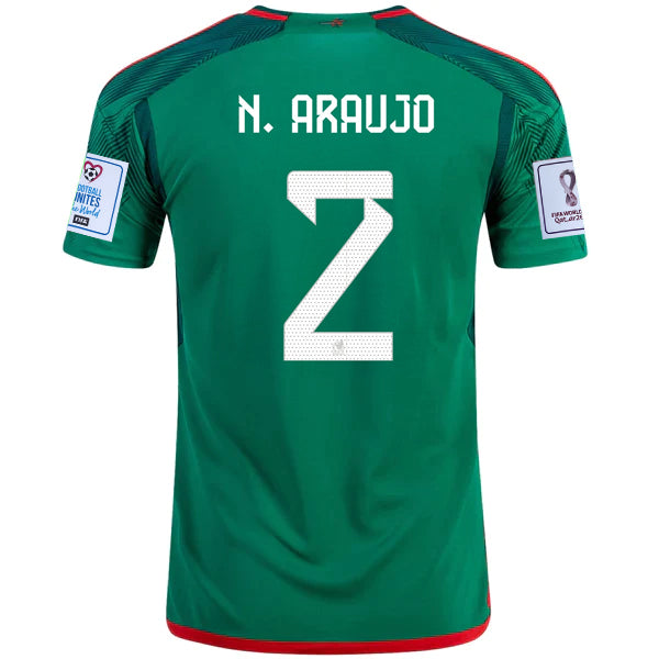 Adidas Mexico Nestor Araujo Home Jersey w/ World Cup 2022 Patches 22/23 (Vivid Green)