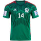 Adidas Mexico Erik Gutierrez Home Jersey w/ World Cup 2022 Patches 22/23 (Vivid Green)