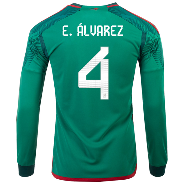 adidas Mexico Edson Alvarez Home Long Sleeve Jersey 22/23 (Vivid Green)