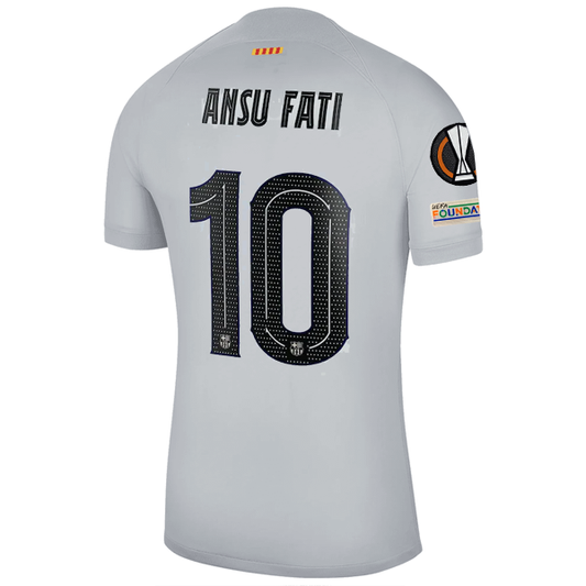 Nike Barcelona Ansu Fati Third Jersey w/ Europa League Patches 22/23 (Sky Grey/Black)