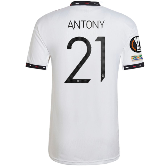 adidas Manchester United Antony Away Jersey w/ Europa League Patches 22/23 (White)