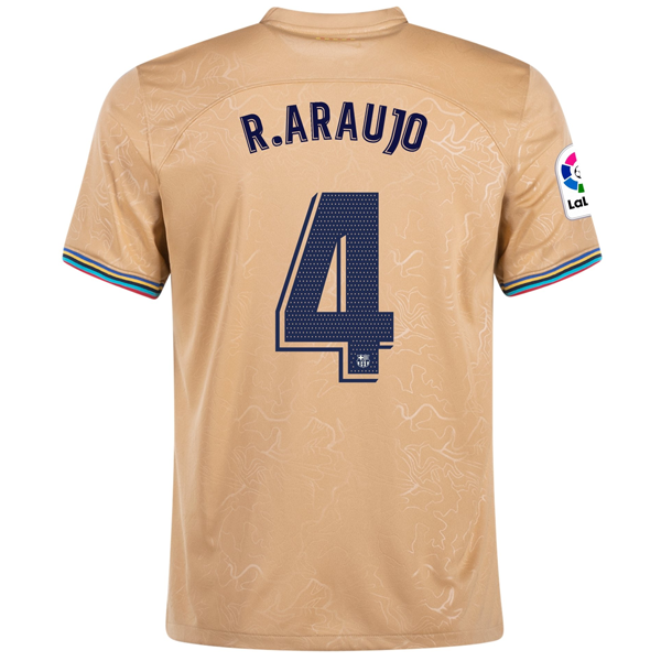 Nike Barcelona Ronald Araujo Away Jersey w/ La Liga Patch 22/23 (Club Gold)