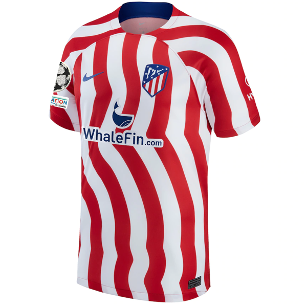 Nike Atletico Madrid Home Jersey w/ Champions League Patches 22/23 (White/Red/Deep Royal Blue)