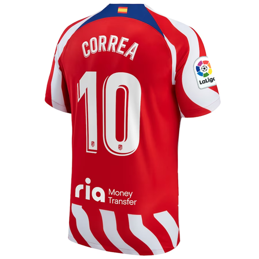 Nike Atletico Madrid Ángel Correa Home Jersey w/ La Liga Patch 22/23 (White/Red/Deep Royal Blue)