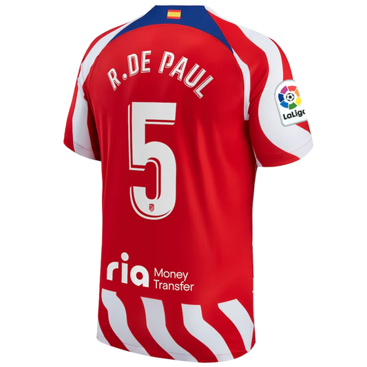 Nike Atletico Madrid Rodrigo De Paul Home Jersey w/ La Liga Patch 22/23 (White/Red/Deep Royal Blue)