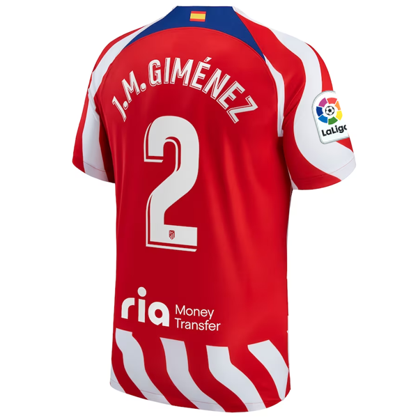 Nike Atletico Madrid José María Giménez Home Jersey w/ La Liga Patch 22/23 (White/Red/Deep Royal Blue)