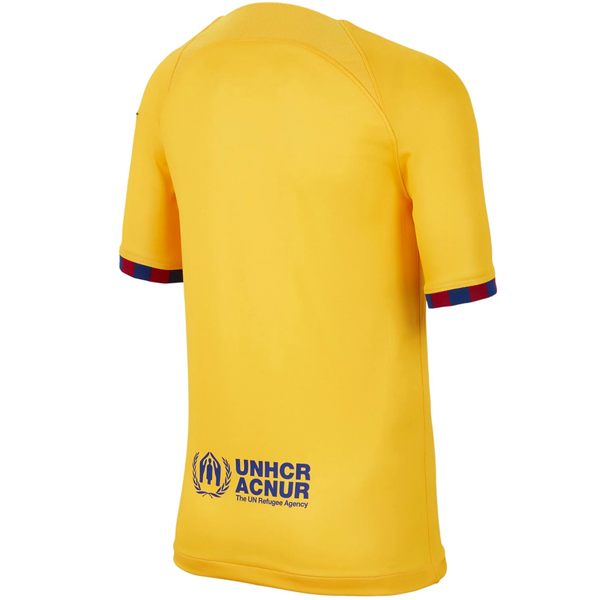 Nike Youth Barcelona Fourth Jersey 22/23 (Amarillo/University Red/Deep Royal)