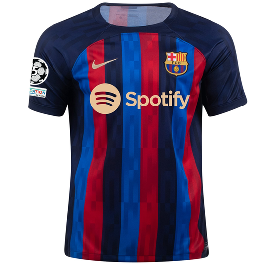 Nike Barcelona Gavi Home Jersey w/ Champions League Patches 22/23 (Obsidian/Sesame)