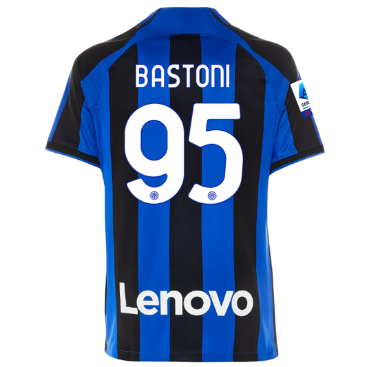 Nike Inter Milan Bastoni Home Jersey w/ Serie A + Copa Italia Patches 22/23 (Lyon Blue/Black)