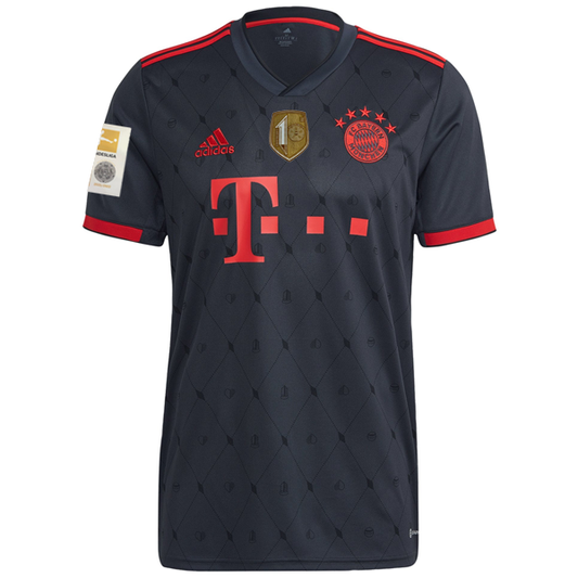 adidas Bayern Munich Serge Gnabry Third Jersey w/ Bundesliga +10 Times Winner Patches 22/23 (Night Grey)