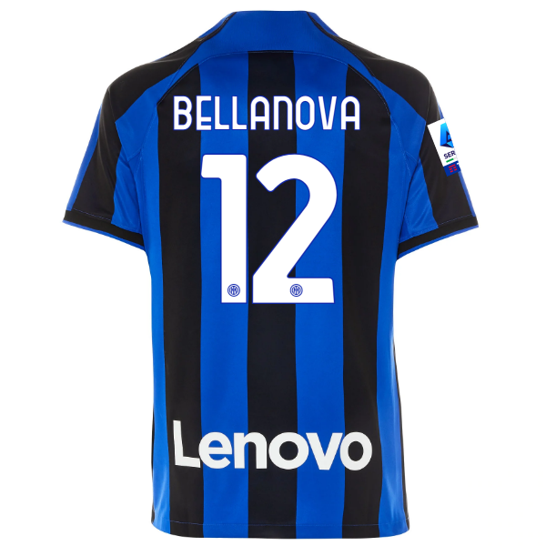 Nike Inter Milan Bellanova Home Jersey w/ Serie A + Copa Italia Patches 22/23 (Lyon Blue/Black)